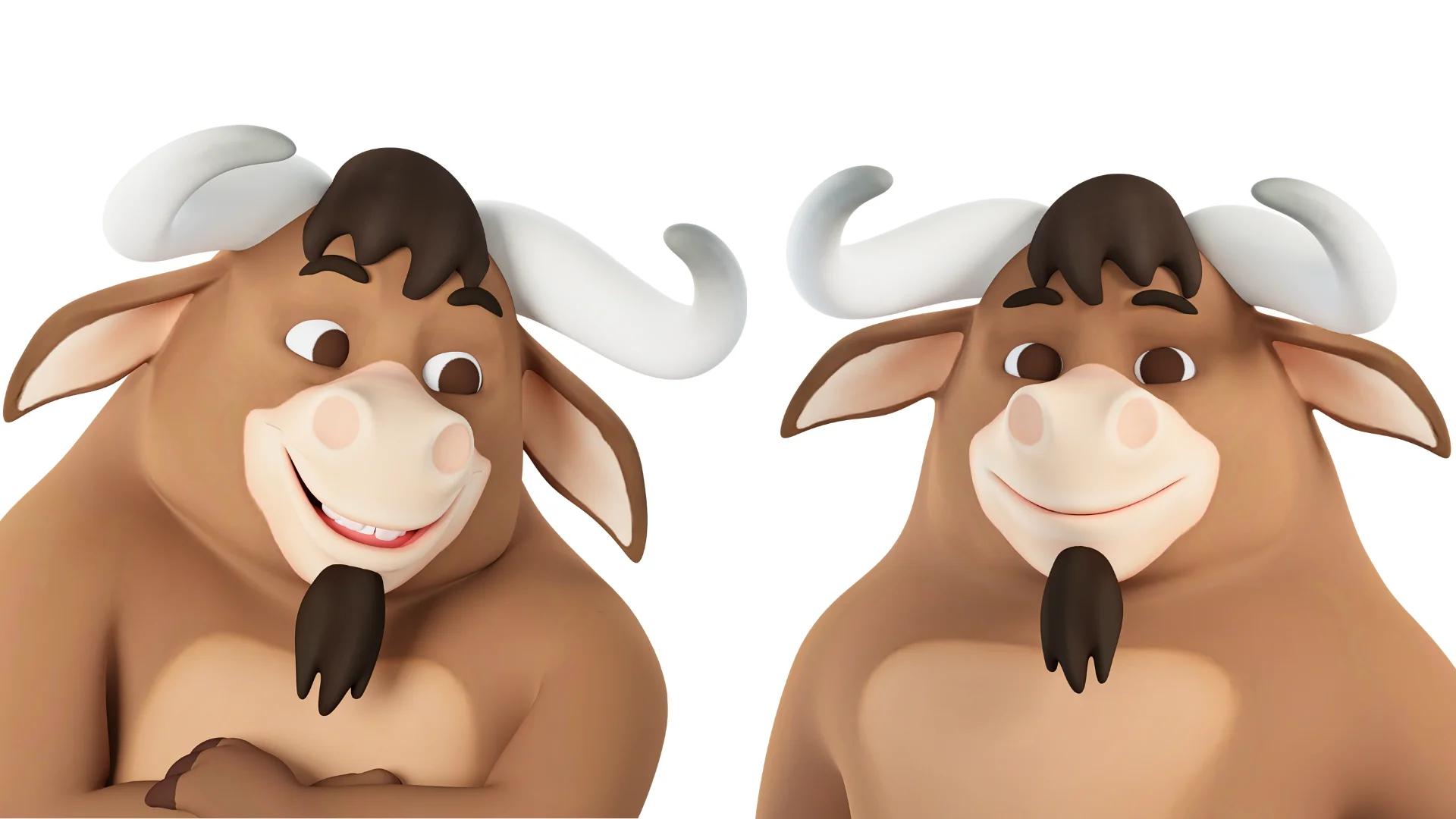 Stylized bull mascot facial expressions showcase